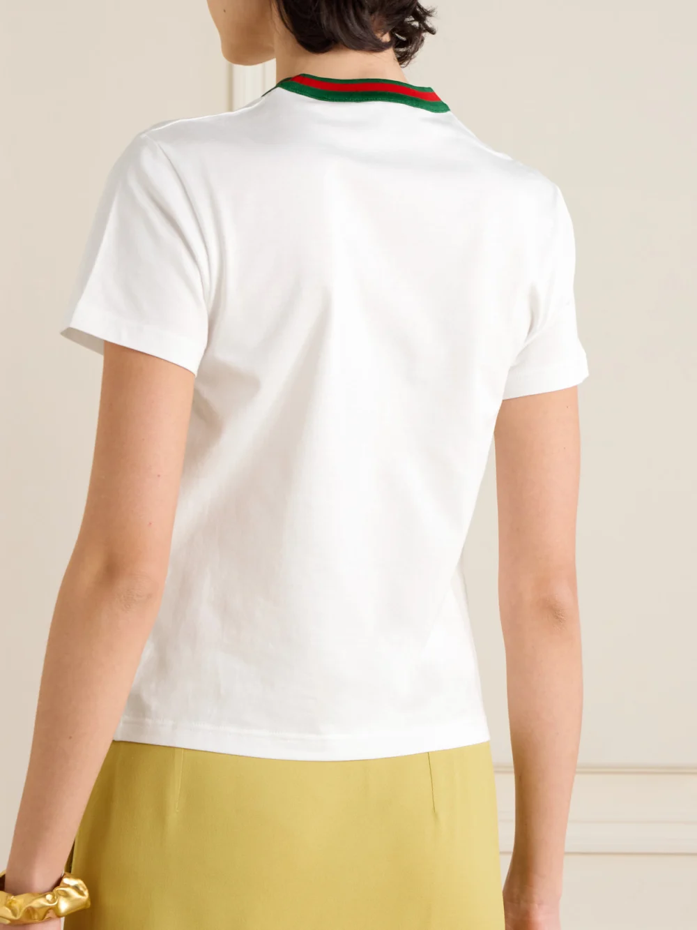 Back view of the Gucci Striped Cotton-jersey T-shirt