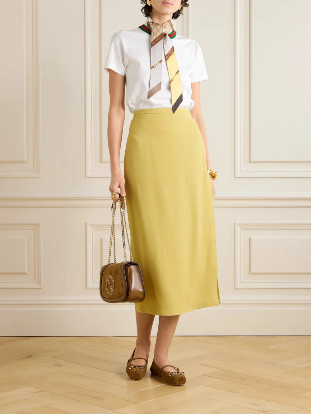 Gucci Striped Cotton-jersey T-shirt, worn by a model