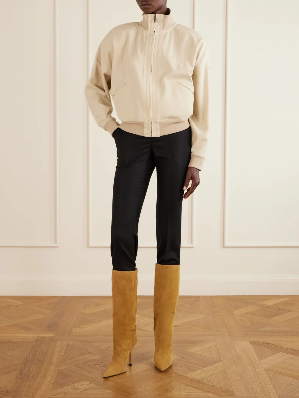 Gucci Suede Knee Boots, styled view