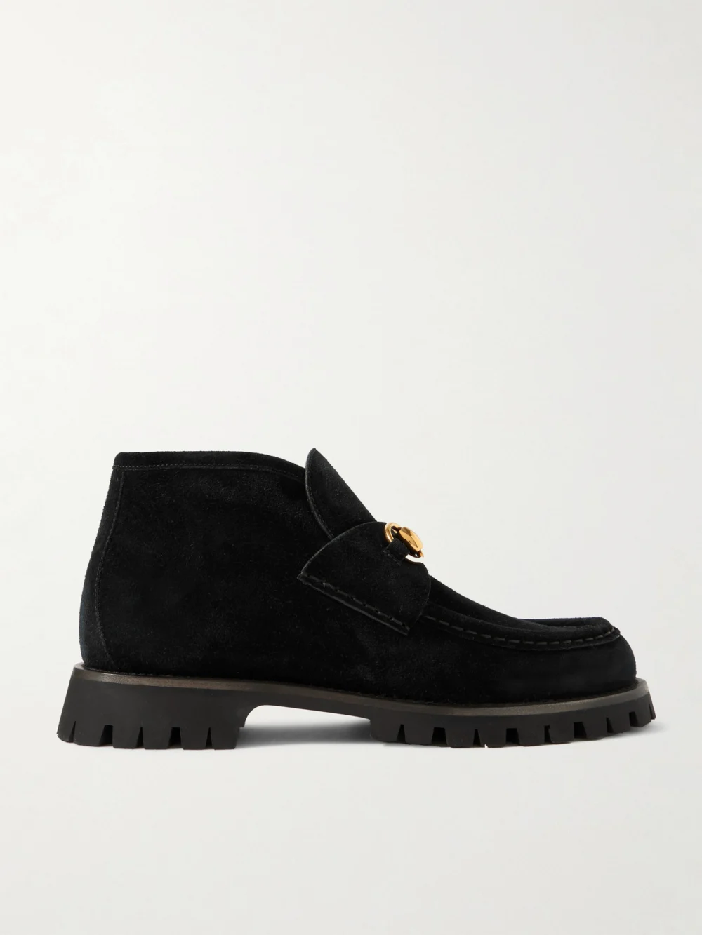 Gucci Sylke Horsebit-detailed Suede Ankle Boots in black
