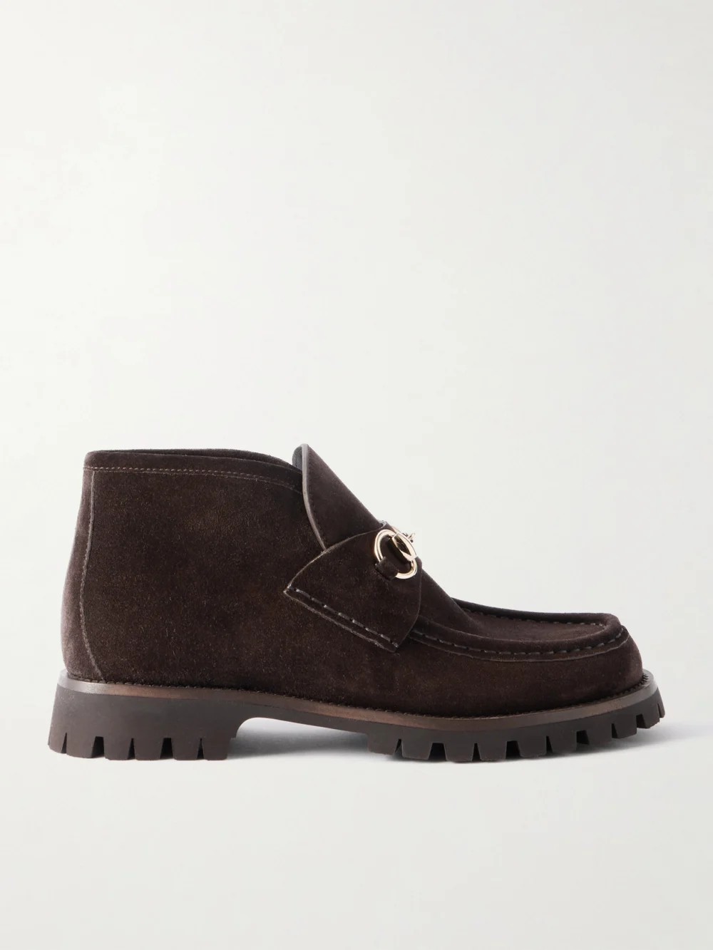 Gucci Sylke Horsebit-detailed Suede Ankle Boots in brown