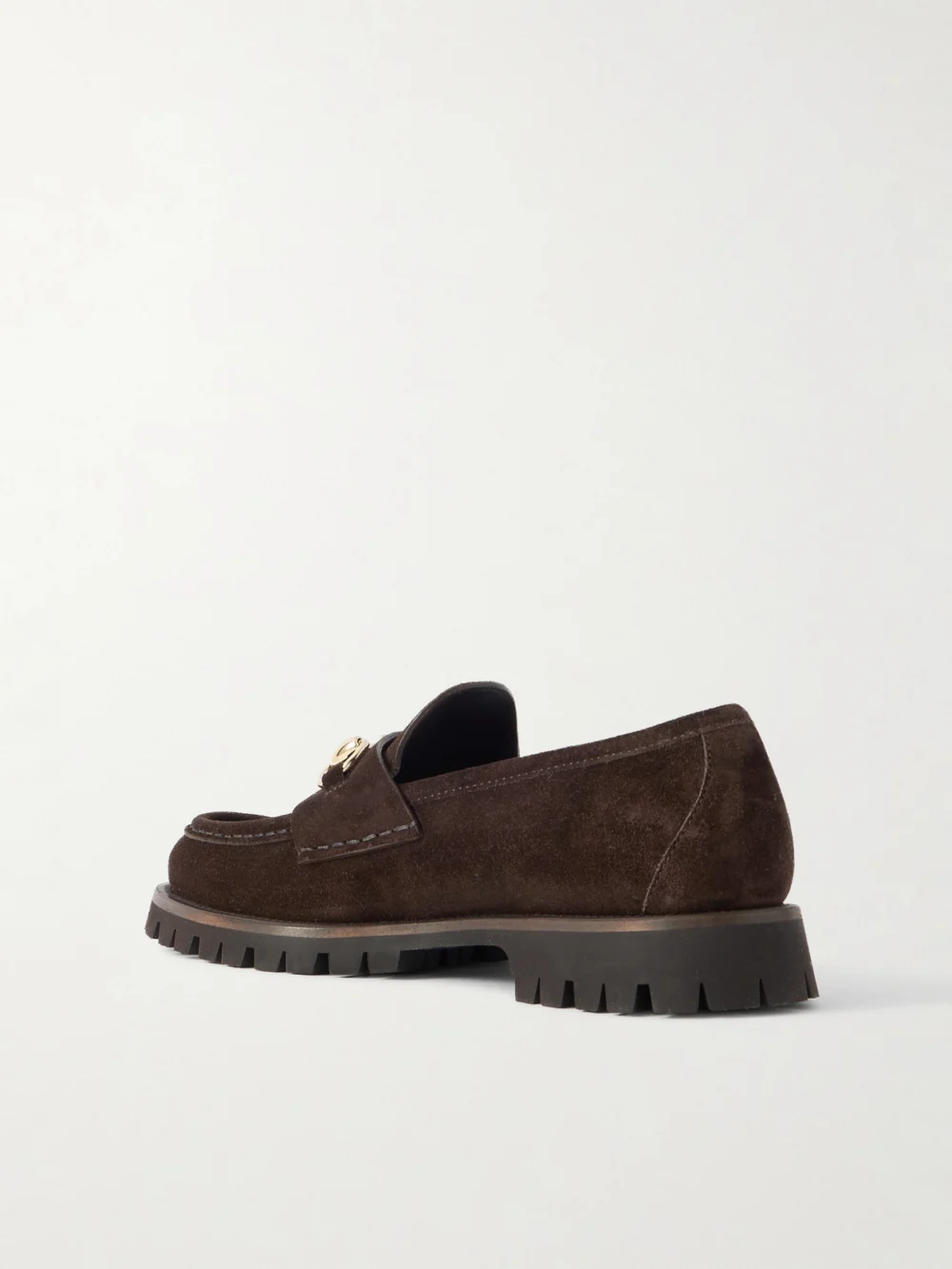Back view of the Gucci Sylke Horsebit-detailed Suede Loafers
