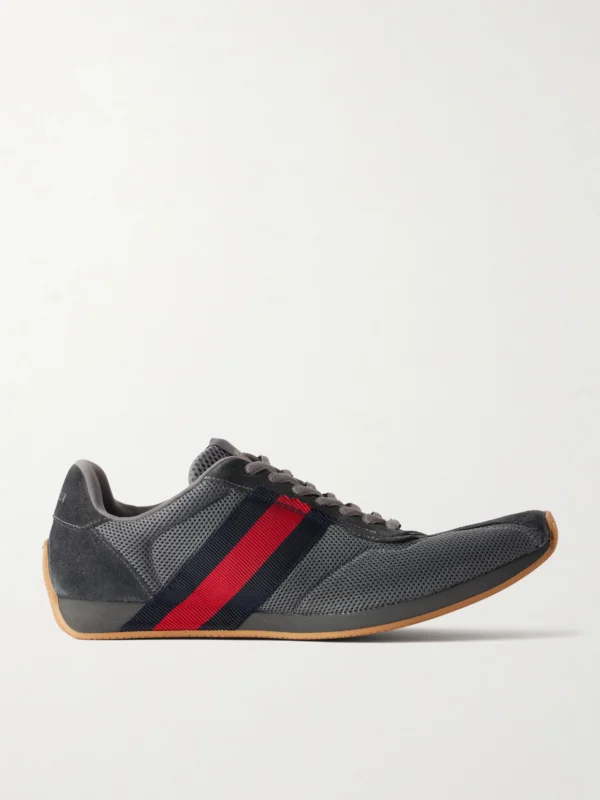 Gucci Tempo Web-detailed Suede-trimmed Mesh Sneakers
