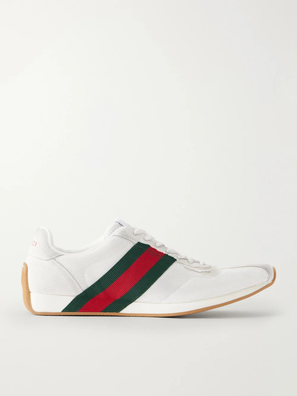 Gucci Tempo Web-detailed Suede-trimmed Mesh Sneakers in white