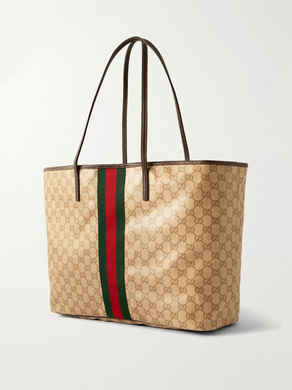 Back view of the Gucci Tribeca Leather-trimmed Coated Canvas-jacquard Tote