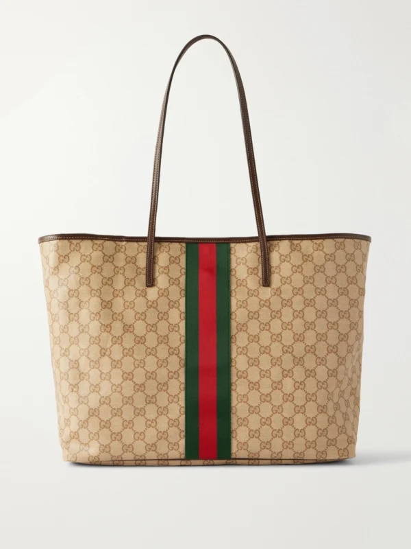 Gucci Tribeca Leather-trimmed Coated Canvas-jacquard Tote