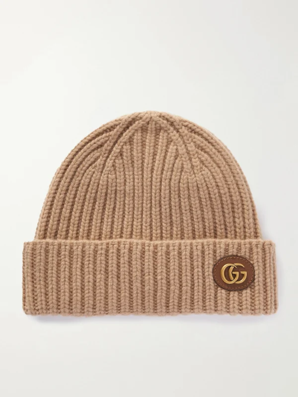 Gucci Victor Appliquéd Ribbed Wool and Cashmere-blend Beanie