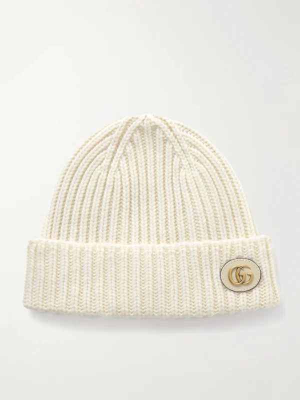 Gucci Victor Appliquéd Ribbed Wool and Cashmere-blend Beanie