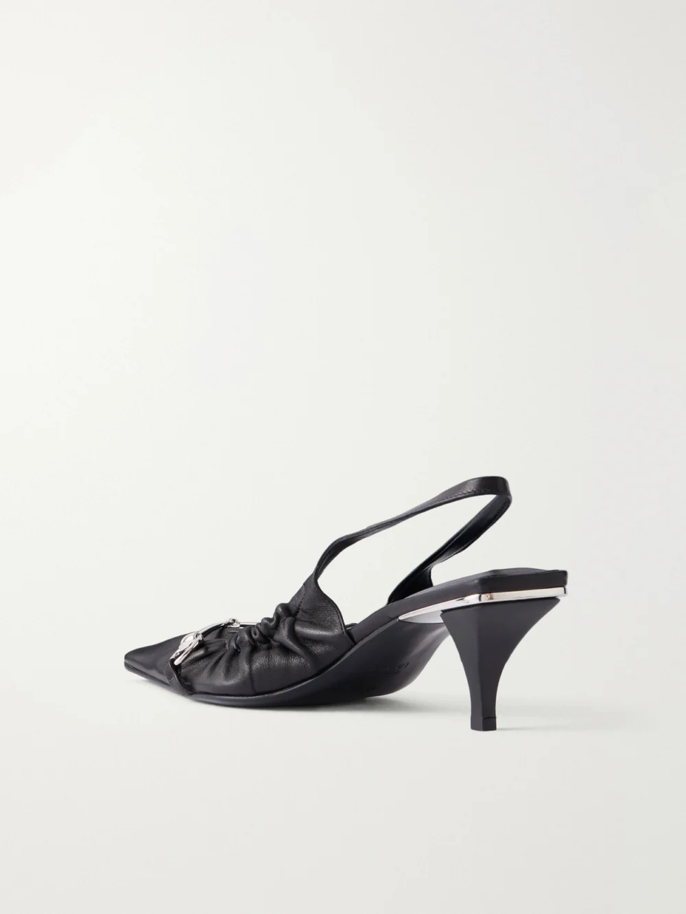 Back view of the Gucci Vittoria 55 Horsebit-embellished Leather Slingback Pumps