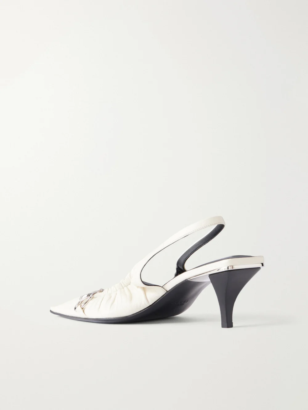 Back view of the Gucci Vittoria 55 Horsebit-embellished Leather Slingback Pumps
