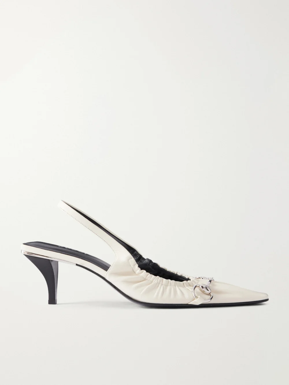 Gucci Vittoria 55 Horsebit-embellished Leather Slingback Pumps in off-white