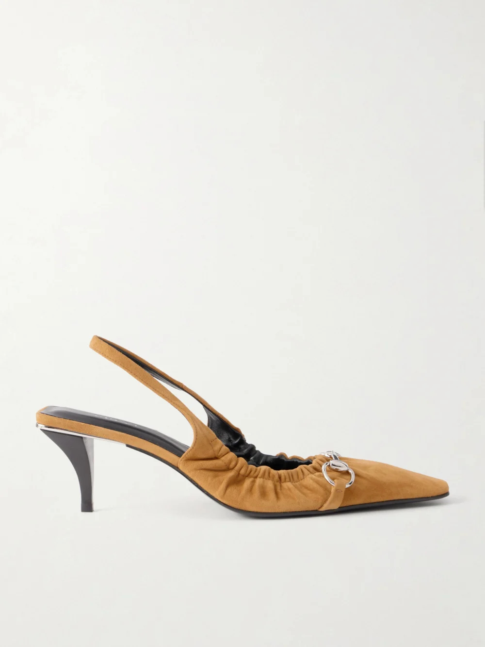 Gucci Vittoria 55 Horsebit-embellished Suede Slingback Pumps in brown