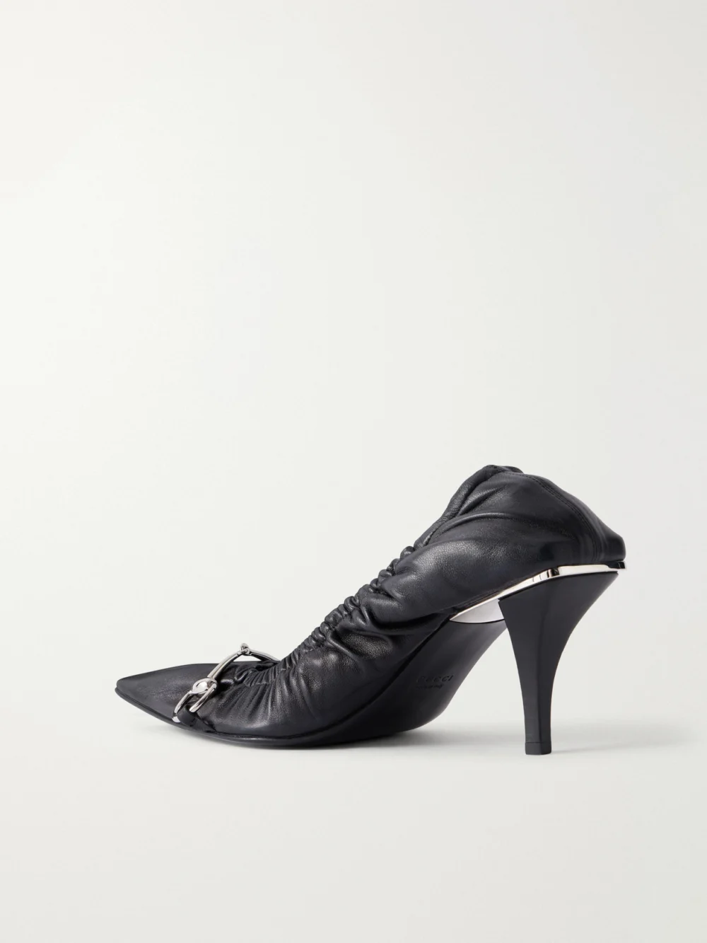 Back view of the Gucci Vittoria 75 Horsebit-embellished Leather Pumps