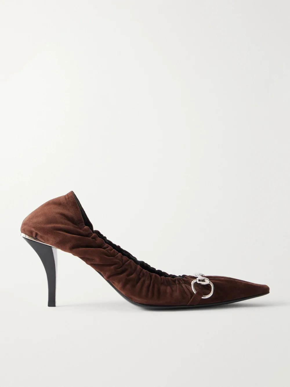 Gucci Vittoria 75 Horsebit-embellished Suede Pumps in brown