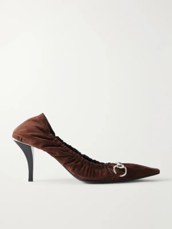 Gucci Vittoria 75 Horsebit-embellished Suede Pumps