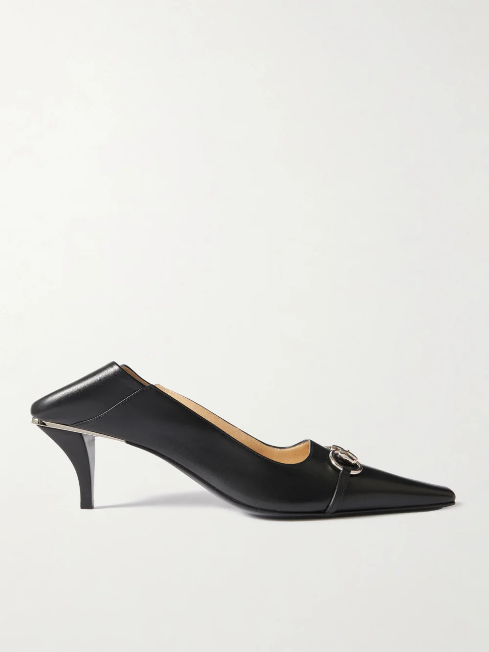 Gucci Vittoria Collapsible-heel Horsebit-embellished Leather Pumps in black