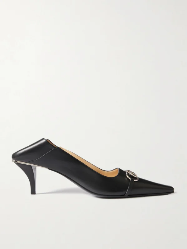 Gucci Vittoria Collapsible-heel Horsebit-embellished Leather Pumps
