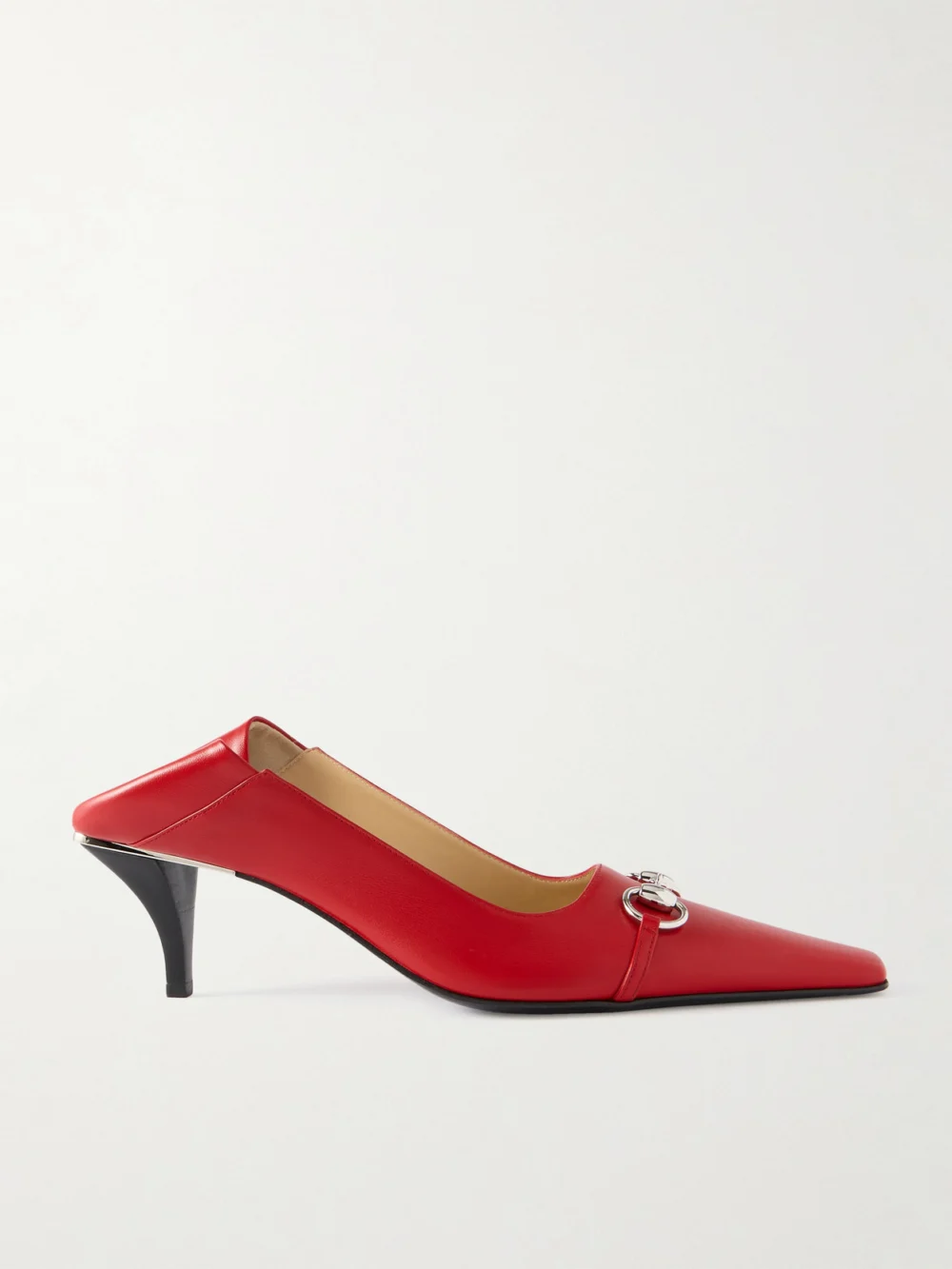 Gucci Vittoria Collapsible-heel Horsebit-embellished Leather Pumps in red