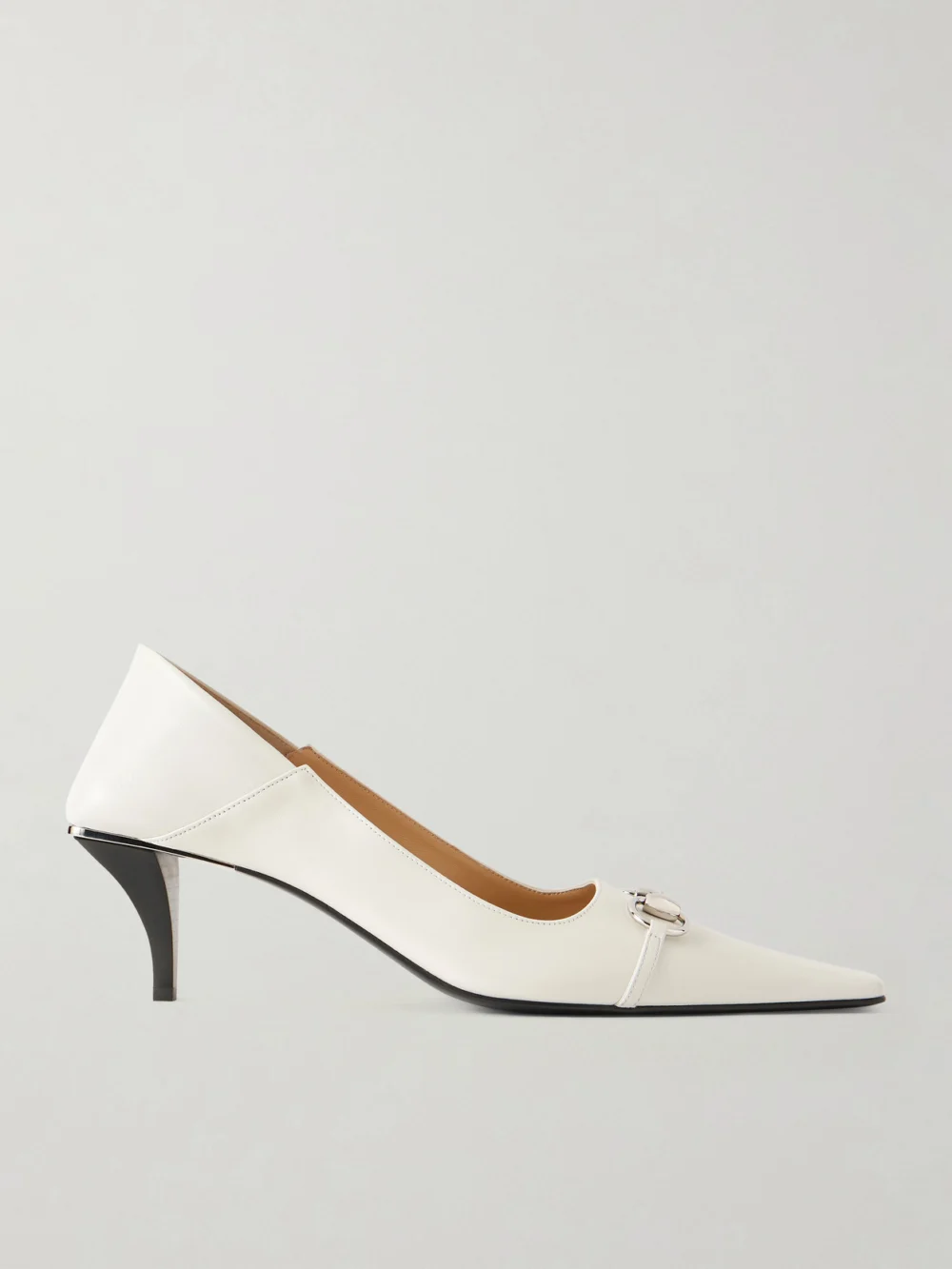 Gucci Vittoria Collapsible-heel Horsebit-embellished Leather Pumps in white