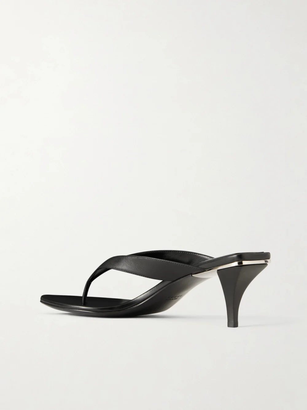 Back view of the Gucci Vittoria Logo-embellished Leather Thong Sandals