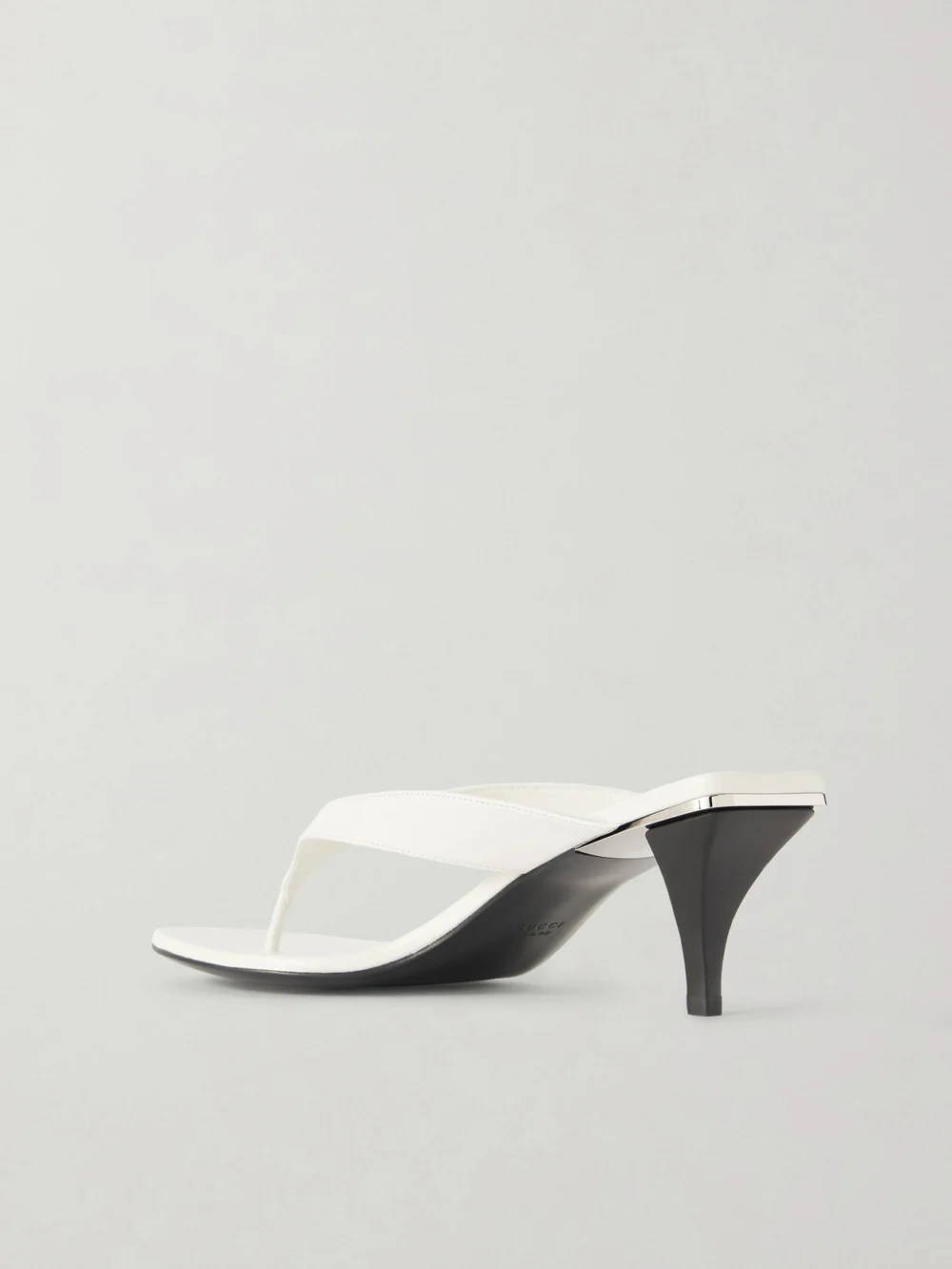 Back view of the Gucci Vittoria Logo-embellished Leather Thong Sandals