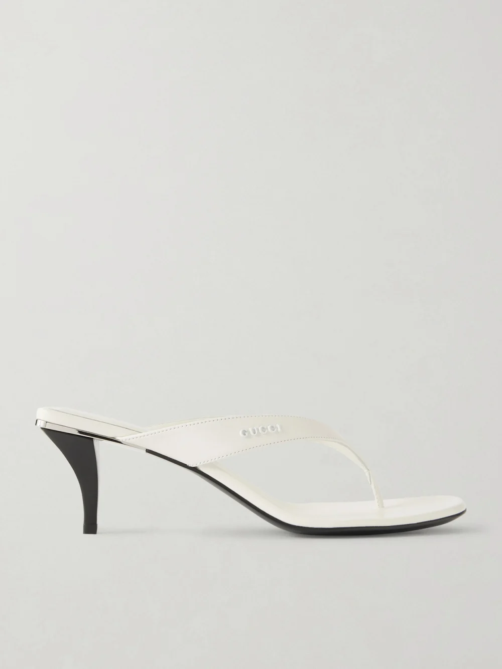 Gucci Vittoria Logo-embellished Leather Thong Sandals in white