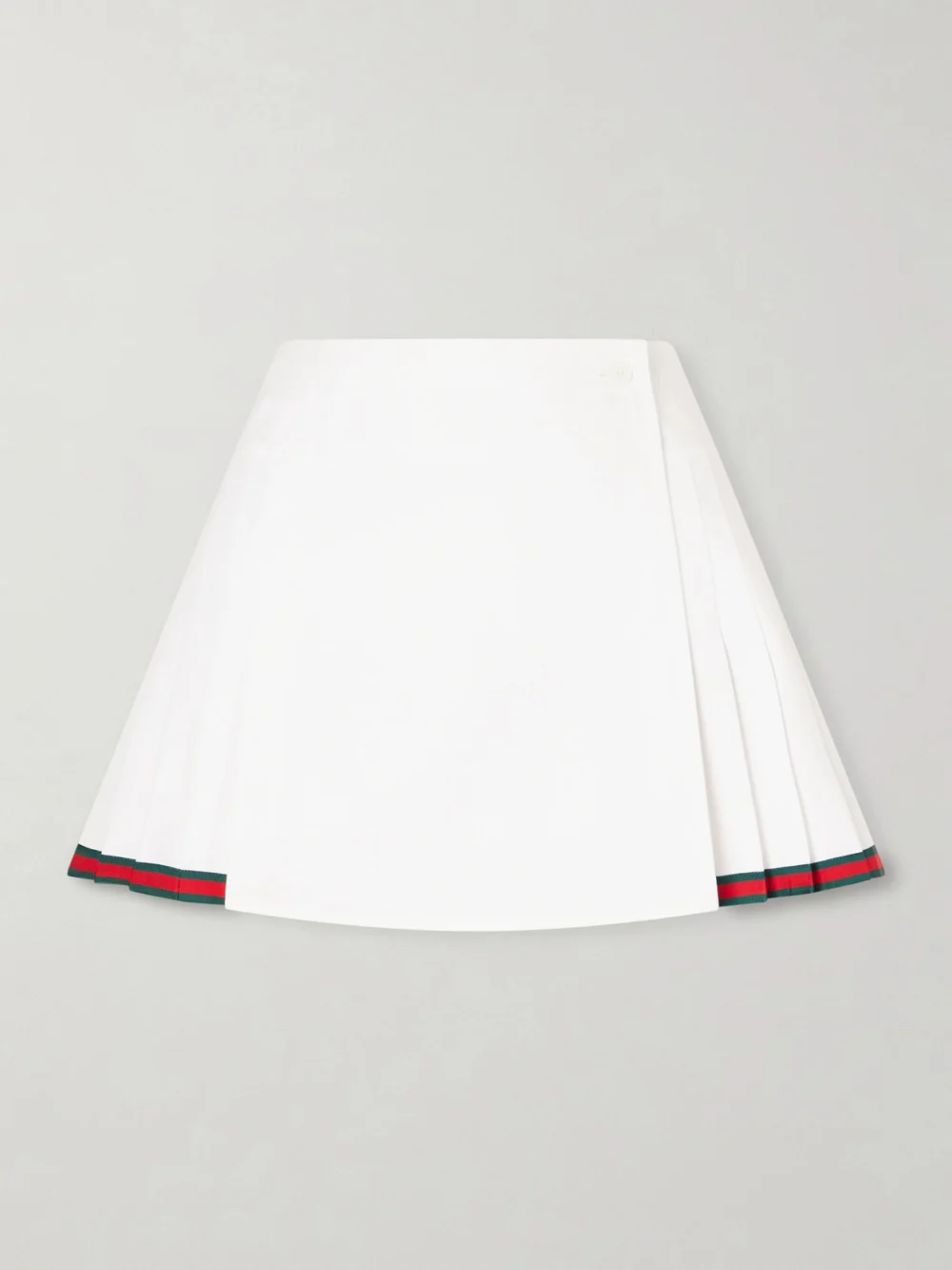 Gucci Webbing-trimmed Pleated Cotton-poplin Mini Skirt in white
