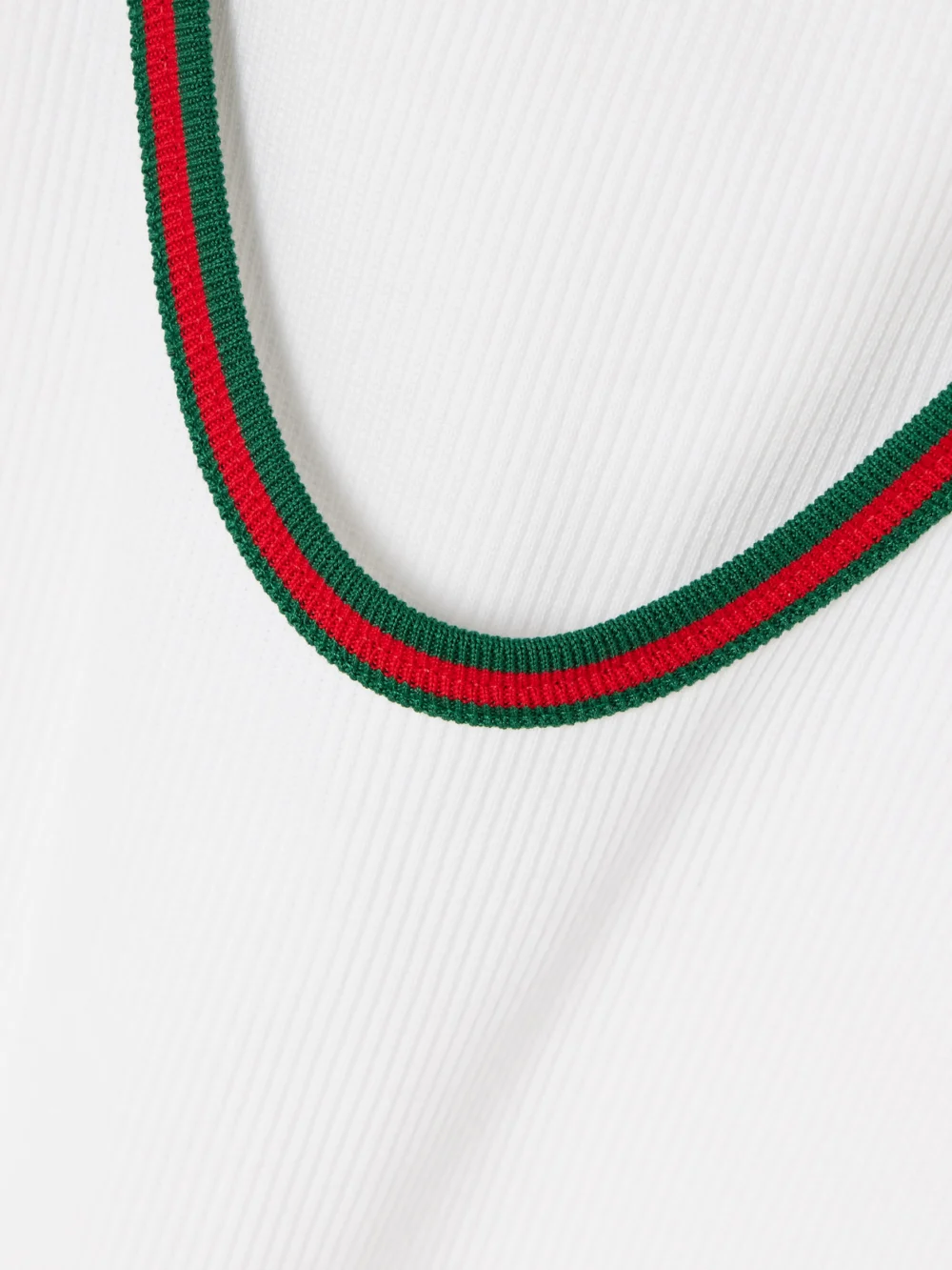 Close-up detail of the Gucci Webbing-trimmed Ribbed Stretch-cotton Jersey Tank