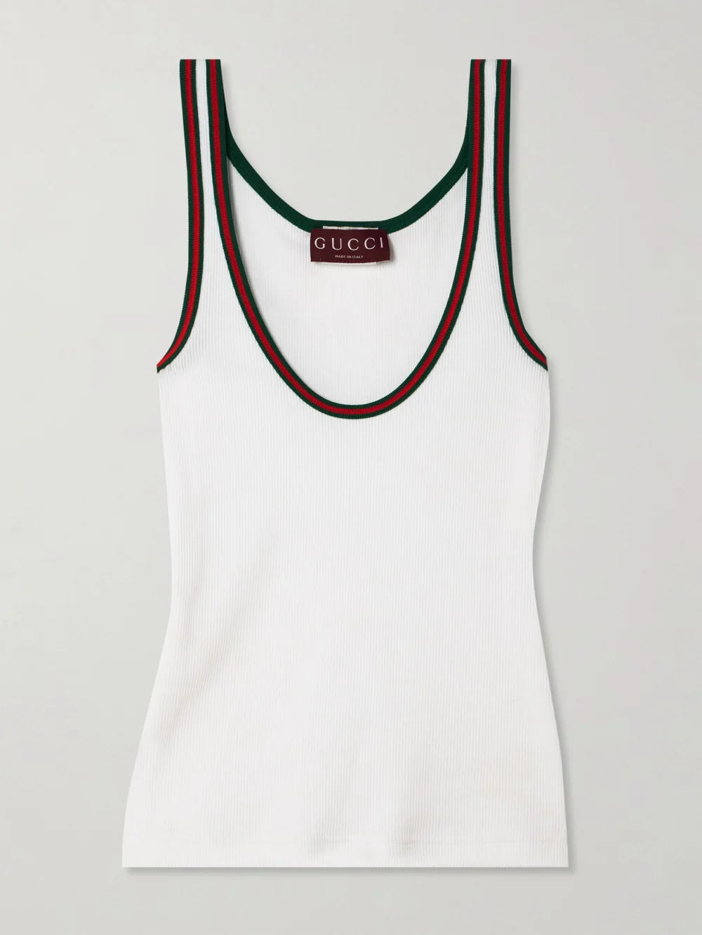 Gucci Webbing-trimmed Ribbed Stretch-cotton Jersey Tank in white