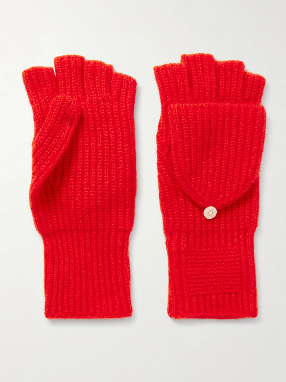 Guest In Residence The Mitts Ribbed Cashmere Gloves in red