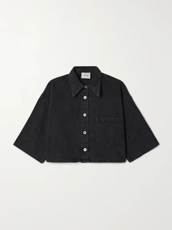 Halfboy Cropped Distressed Denim Shirt