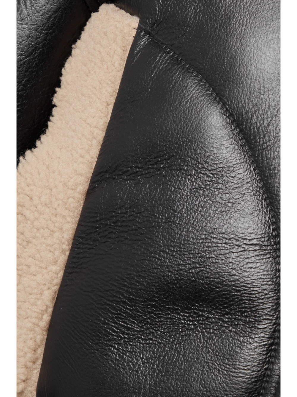 Close-up detail of the Halfboy Cropped Shearling Jacket