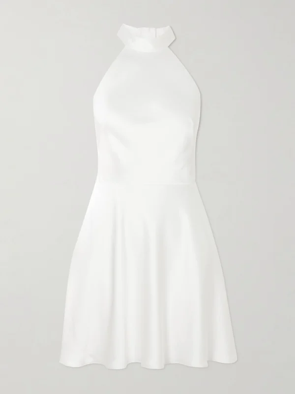 Halfpenny London Bloom Open-back Satin-crepe Mini Dress