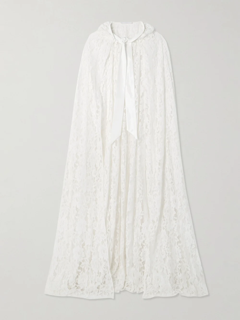 Halfpenny London Dean Hooded Twill-trimmed Lace Cape in ivory