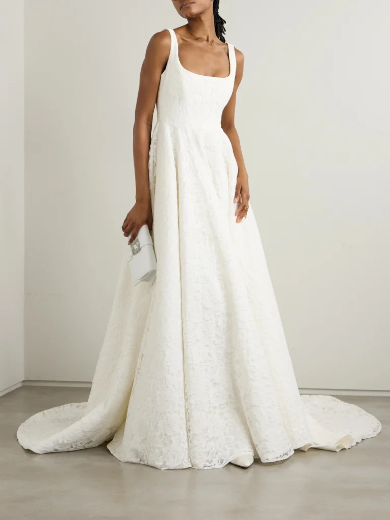Halfpenny London Dominique Lace and Crepe Gown