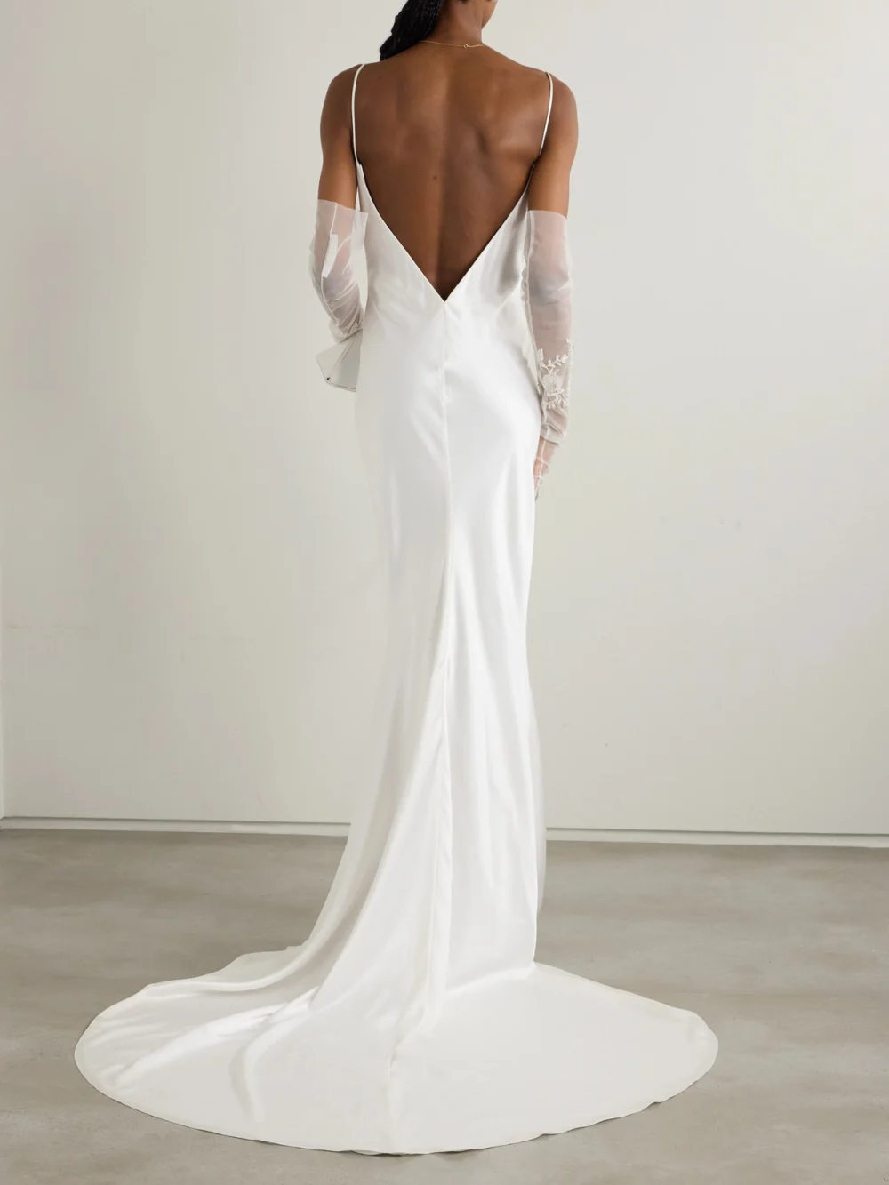 Back view of the Halfpenny London India Bow-detailed Satin Gown