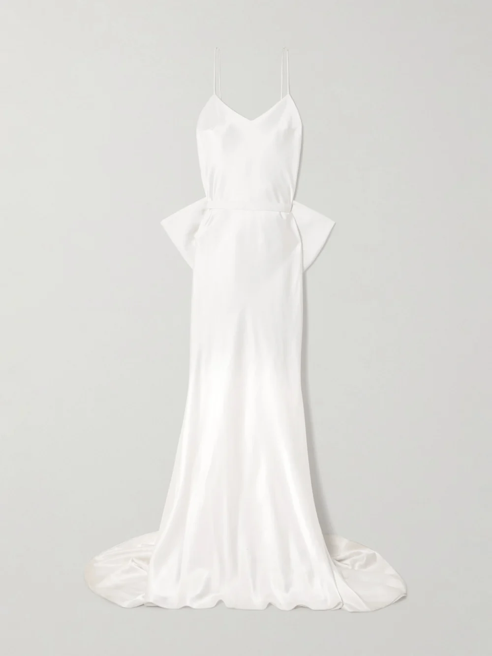 Halfpenny London India Bow-detailed Satin Gown in white