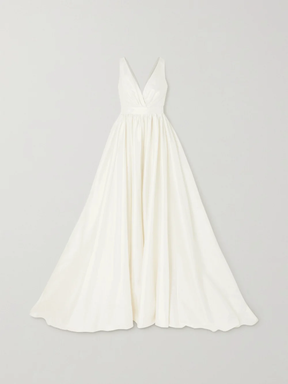 Halfpenny London Pleated Taffeta Gown in off-white