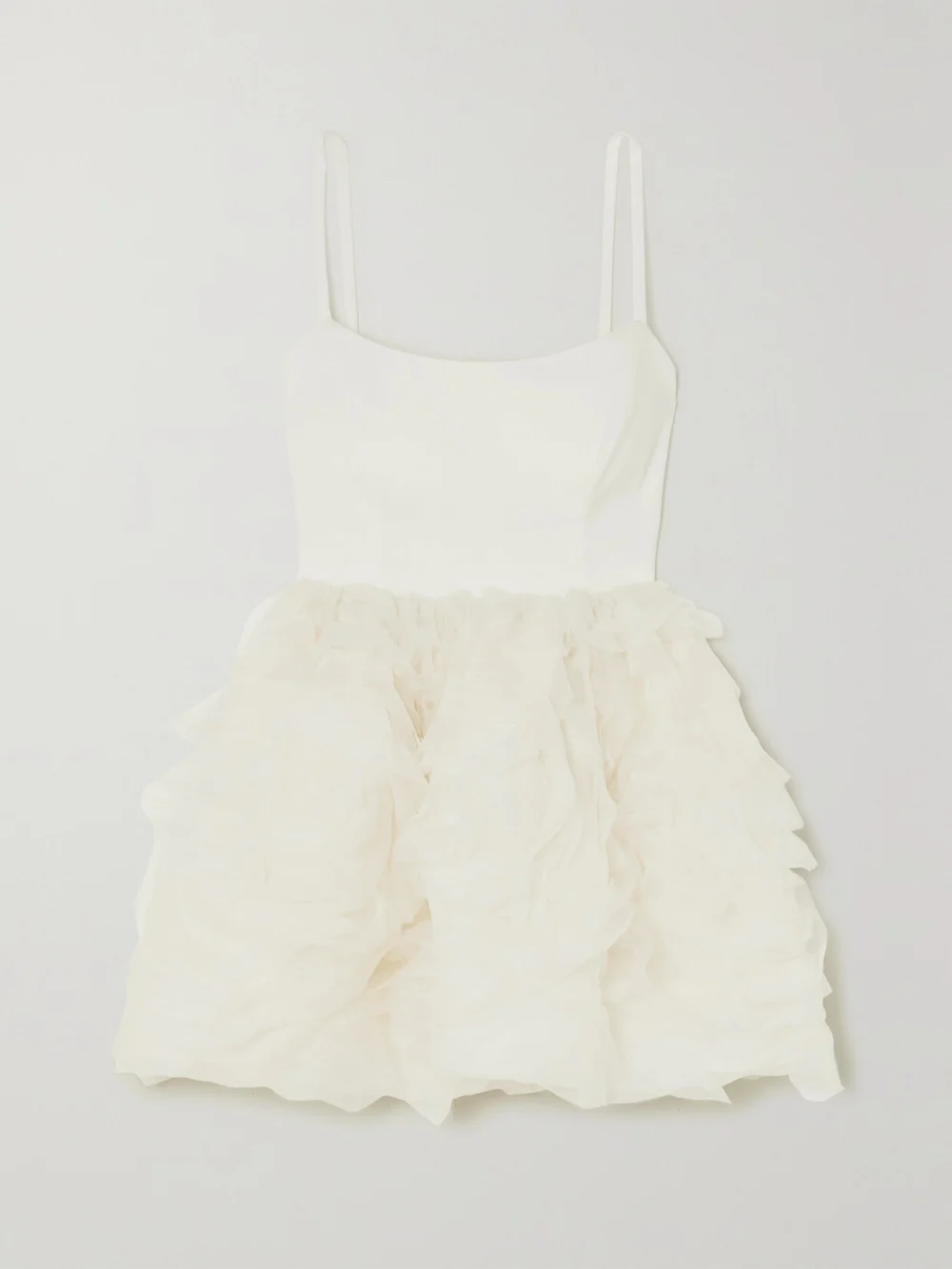 Halfpenny London Roxy Satin-crepe and Ruffled Organza Mini Dress in white