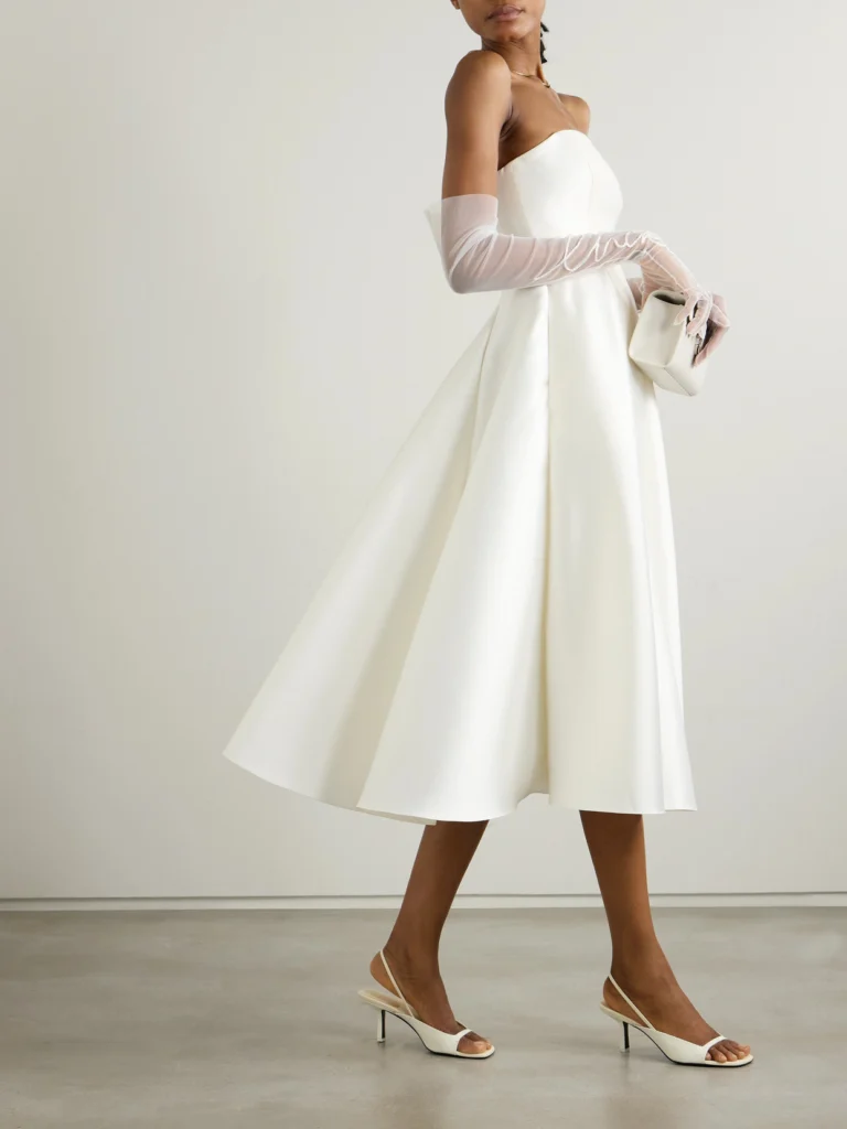 Halfpenny London Strapless Pleated Mikado Midi Dress
