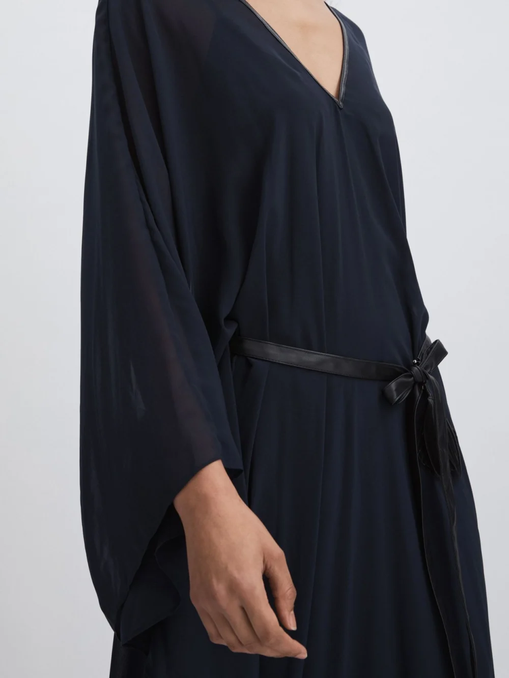 Halston Halston Women's Dark Navy Bell Sleeve Maxi Dress, view 3