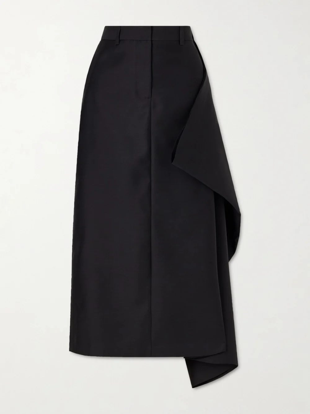 Heirlome Augusta Wool and Silk-blend Faille Midi Skirt in black