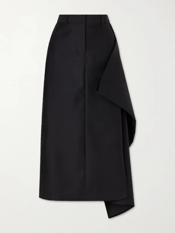 Heirlome Augusta Wool and Silk-blend Faille Midi Skirt