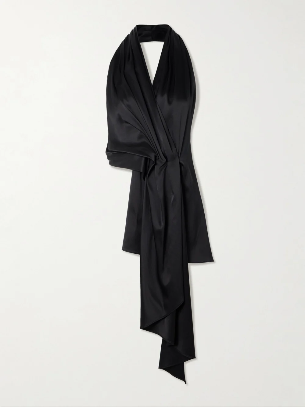 Heirlome Barbara Gathered Draped Silk-satin Halterneck Blouse in black