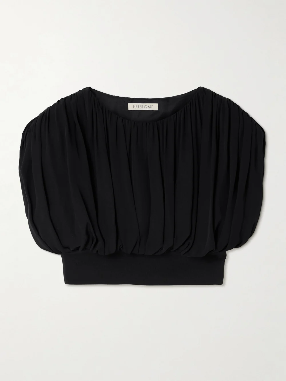 Heirlome Cummerbund Cropped Gathered Silk-georgette Blouse in black