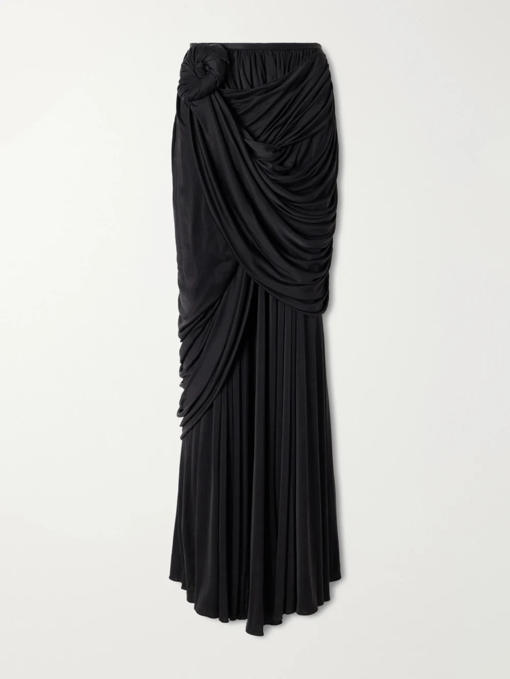 Heirlome Effie Draped Silk-jersey Maxi Skirt in black