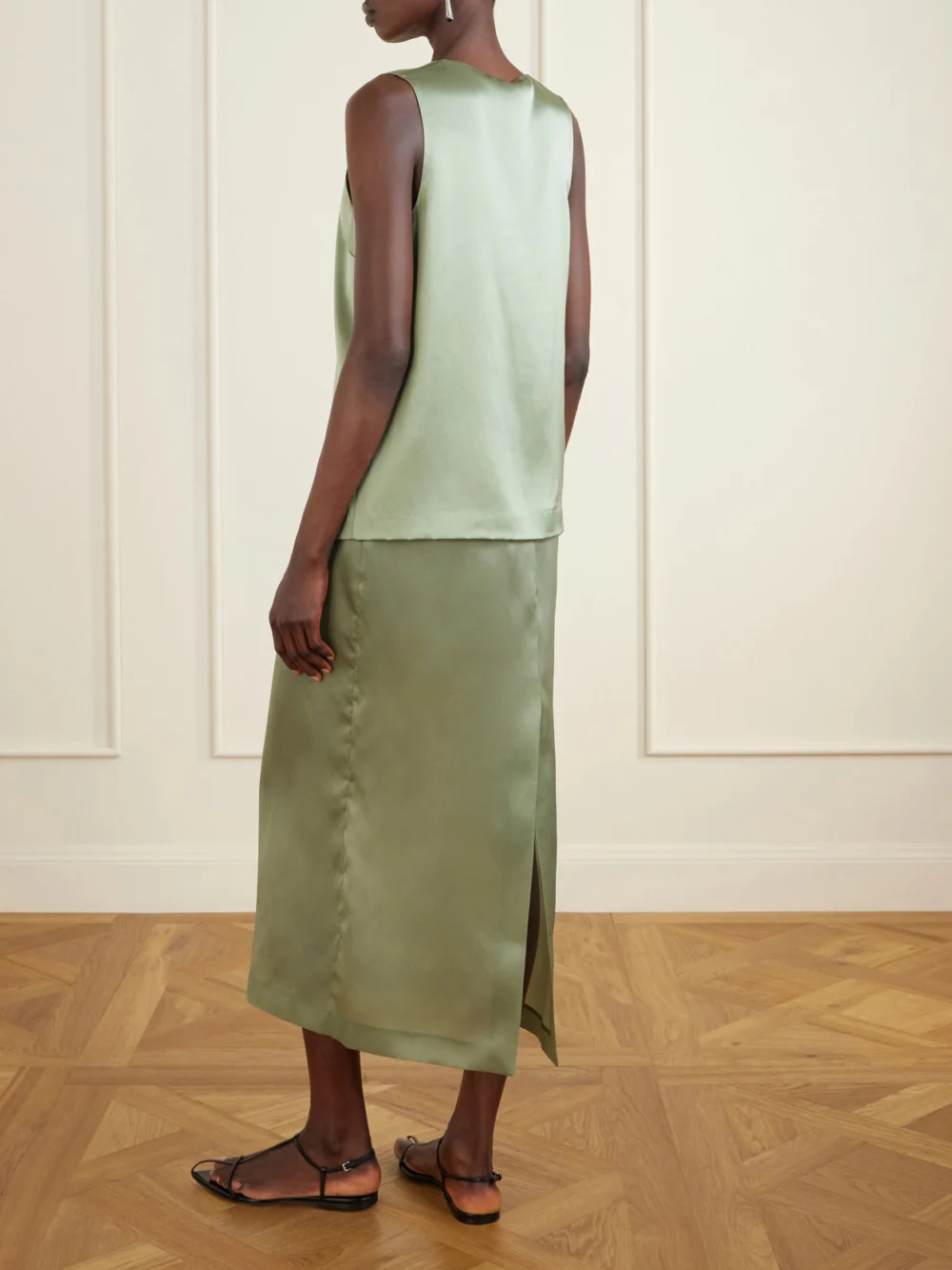 Back view of the Heirlome Elaine Silk-satin Tank Top
