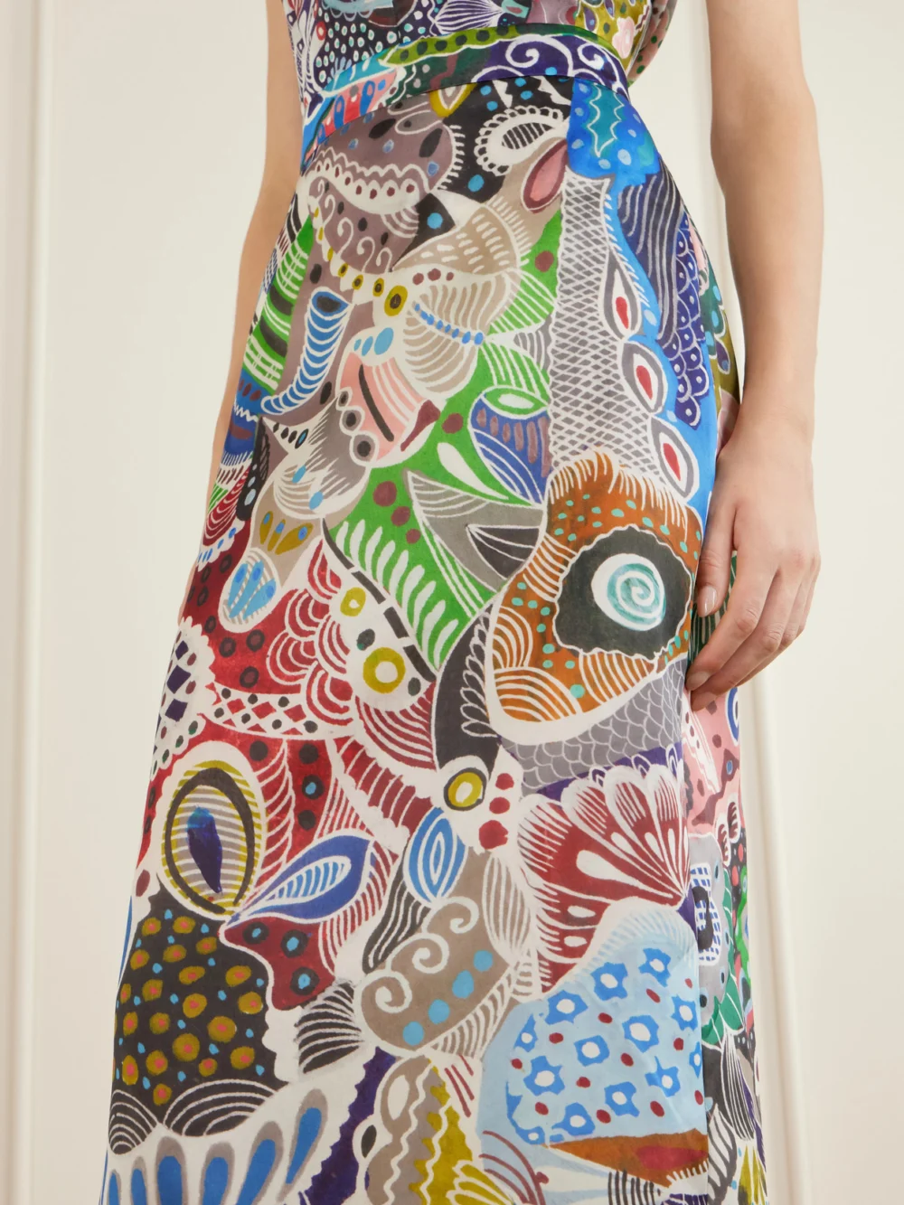 Close-up detail of the Heirlome Irene Printed Silk-organza Midi Skirt