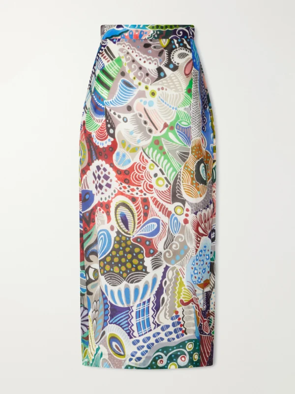 Heirlome Irene Printed Silk-organza Midi Skirt