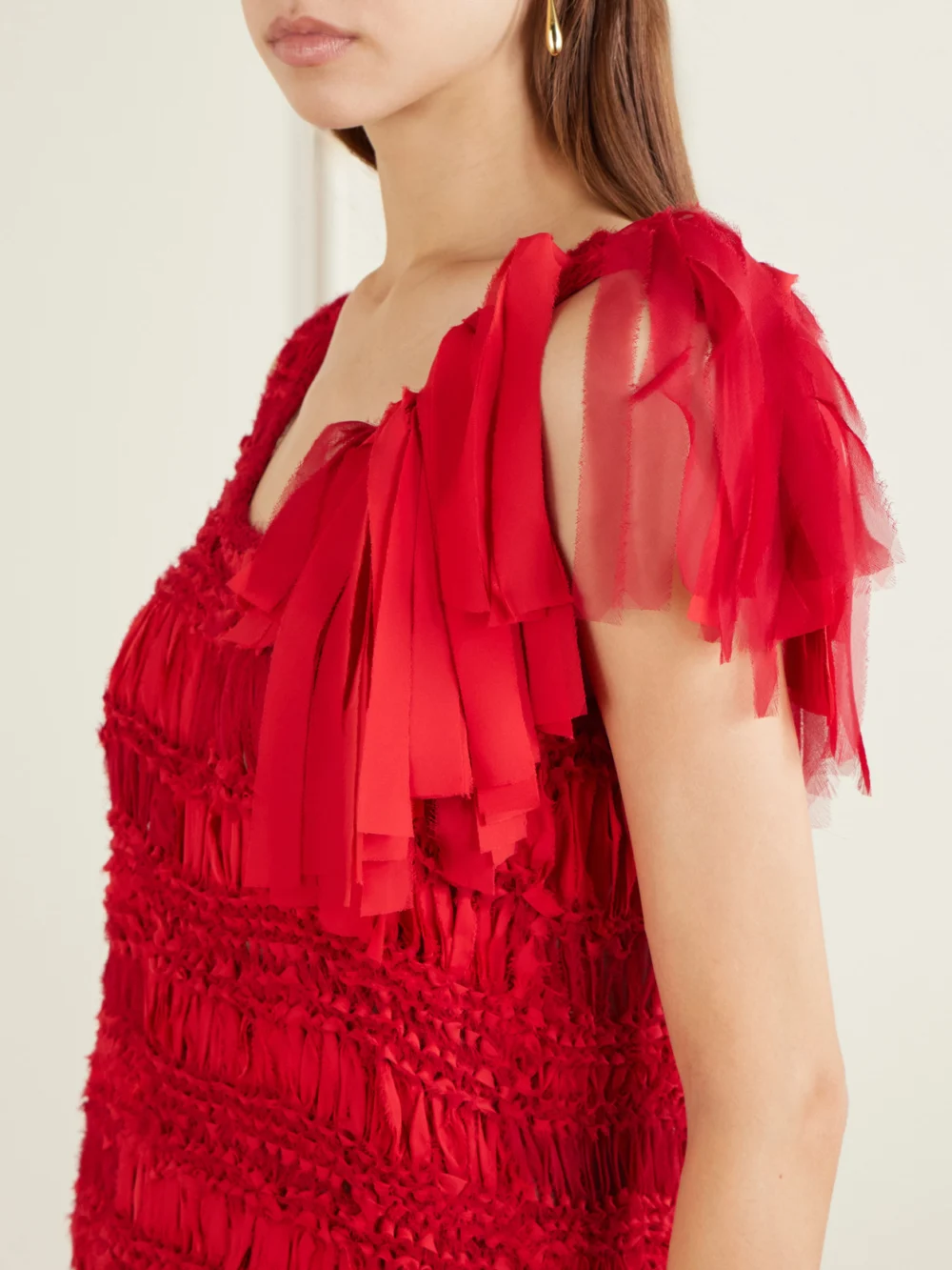 Close-up detail of the Heirlome Juanita Silk Tank